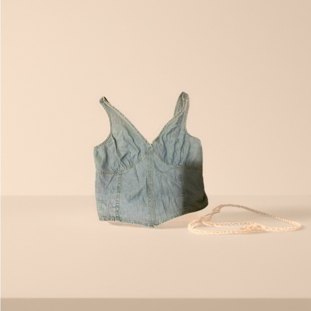 Lone Star Light Wash Denim Bustier Crop Top